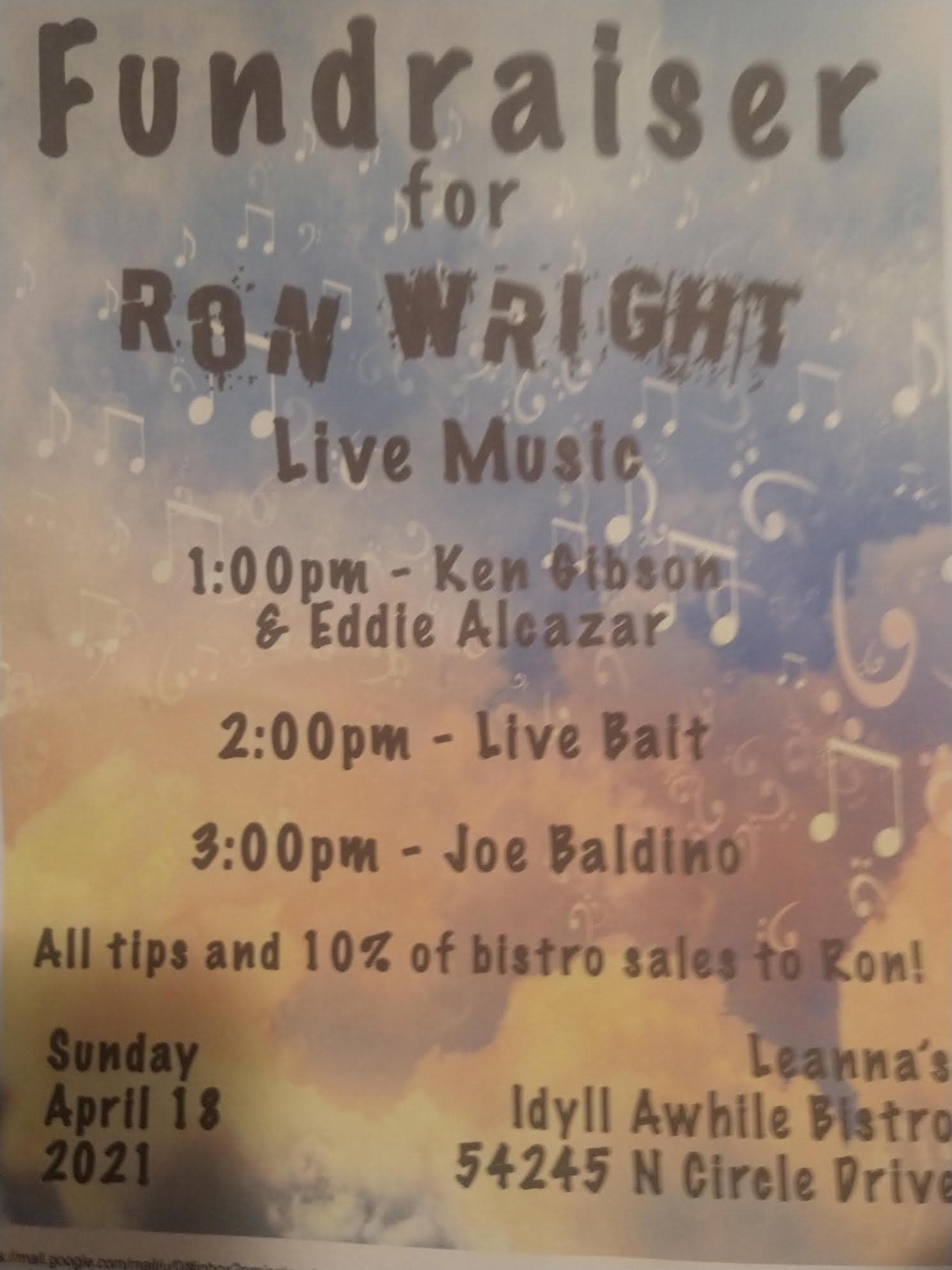 Fundraiser for Ron Wright LIVE MUSIC!!!