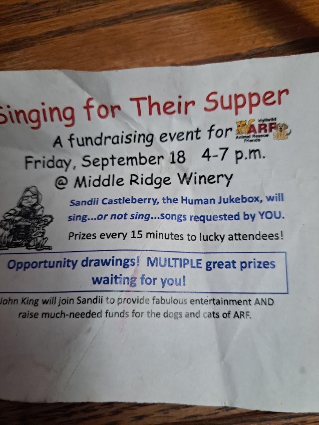 singing for their supper@ middleridge winery
