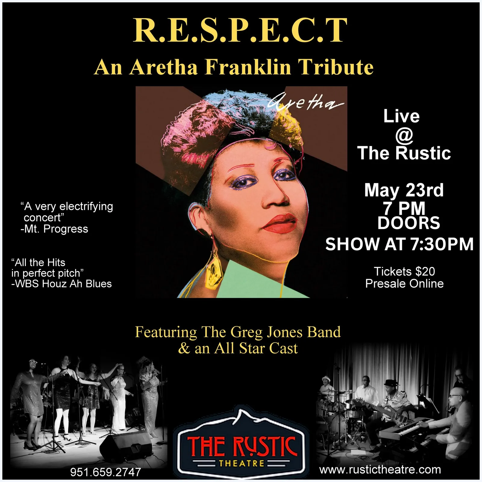 aRetha Franklin tribute feat. greg jones band@ rustic theatre