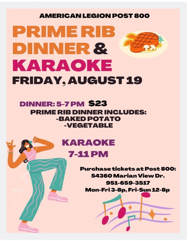 Prime Rib Dinner & Karaoke@American Legion