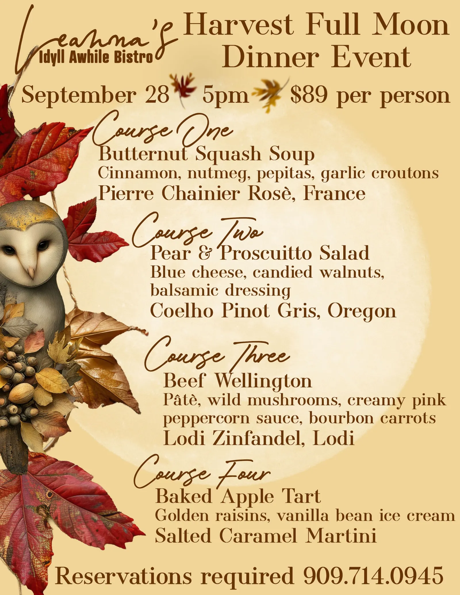 Harvest moon full moon dinner event@ leanna's idyllawhile