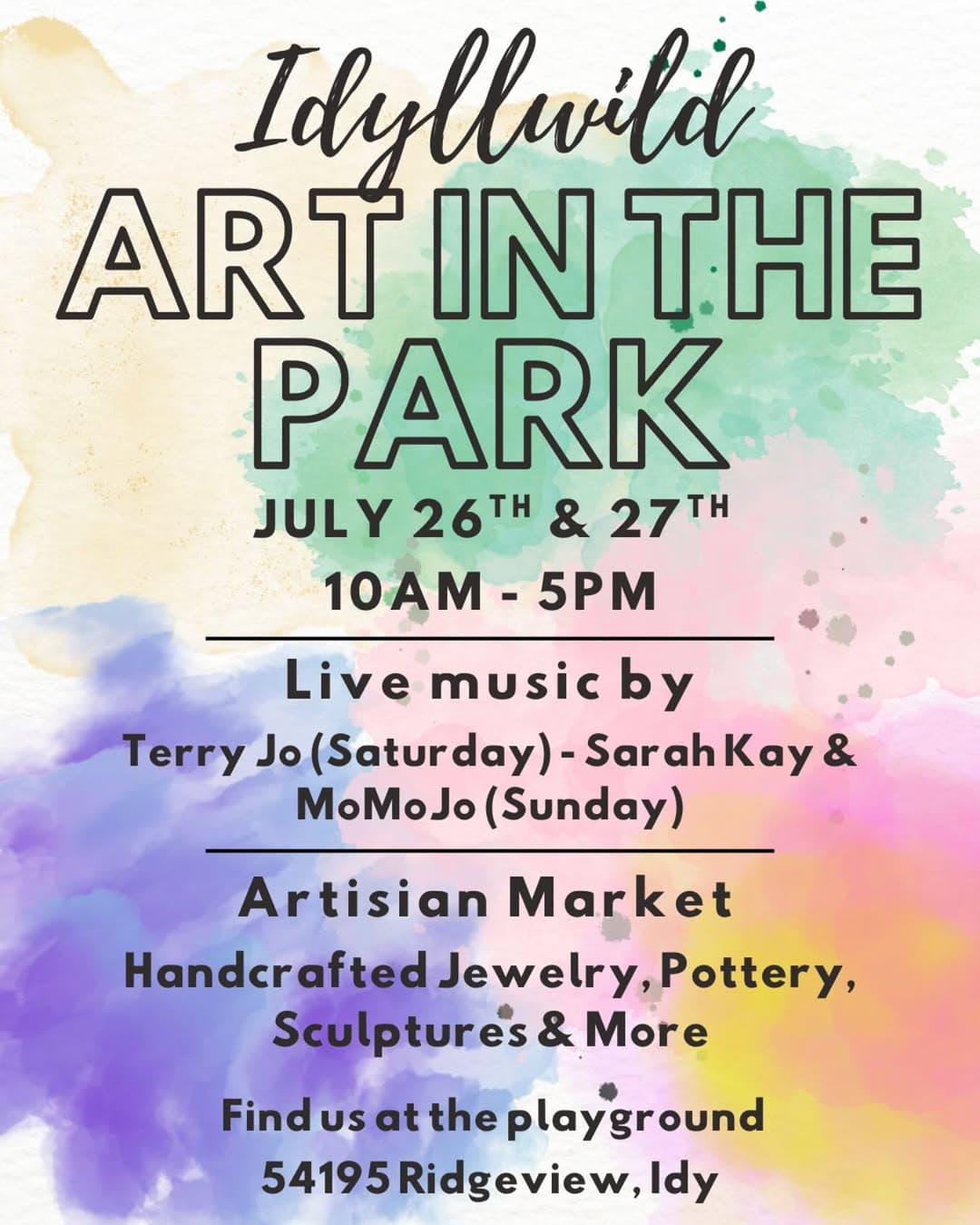 art in the park@ Idyllwild community playground