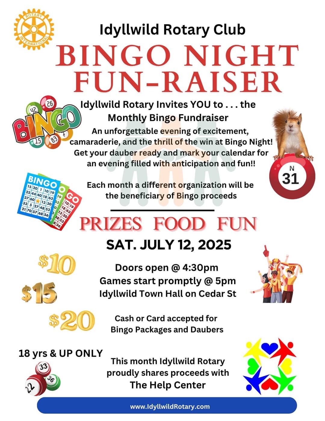 bingo night fun-raiser@ town hall