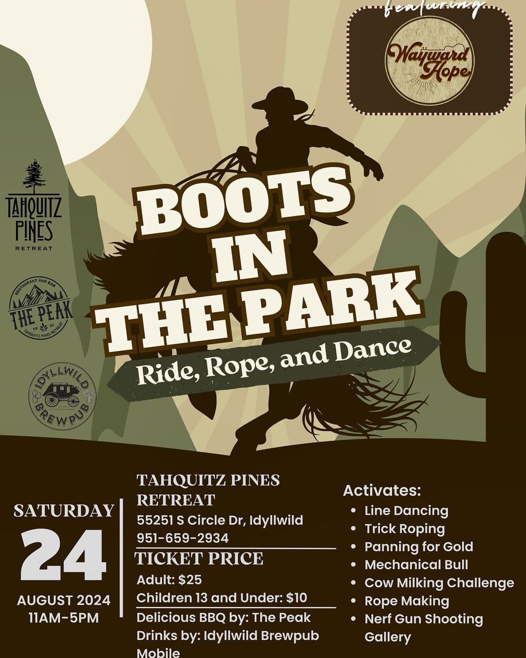 boots in the park@ tahquitz pines retreat