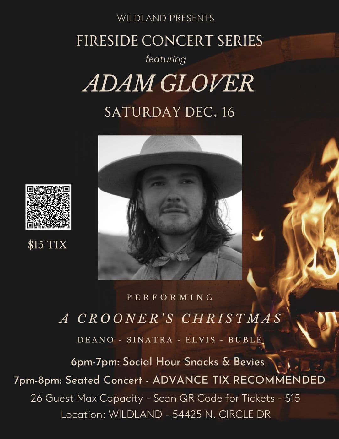 fireside concert series feat. A Crooners Christmas"@ woodland organics in oakwood village