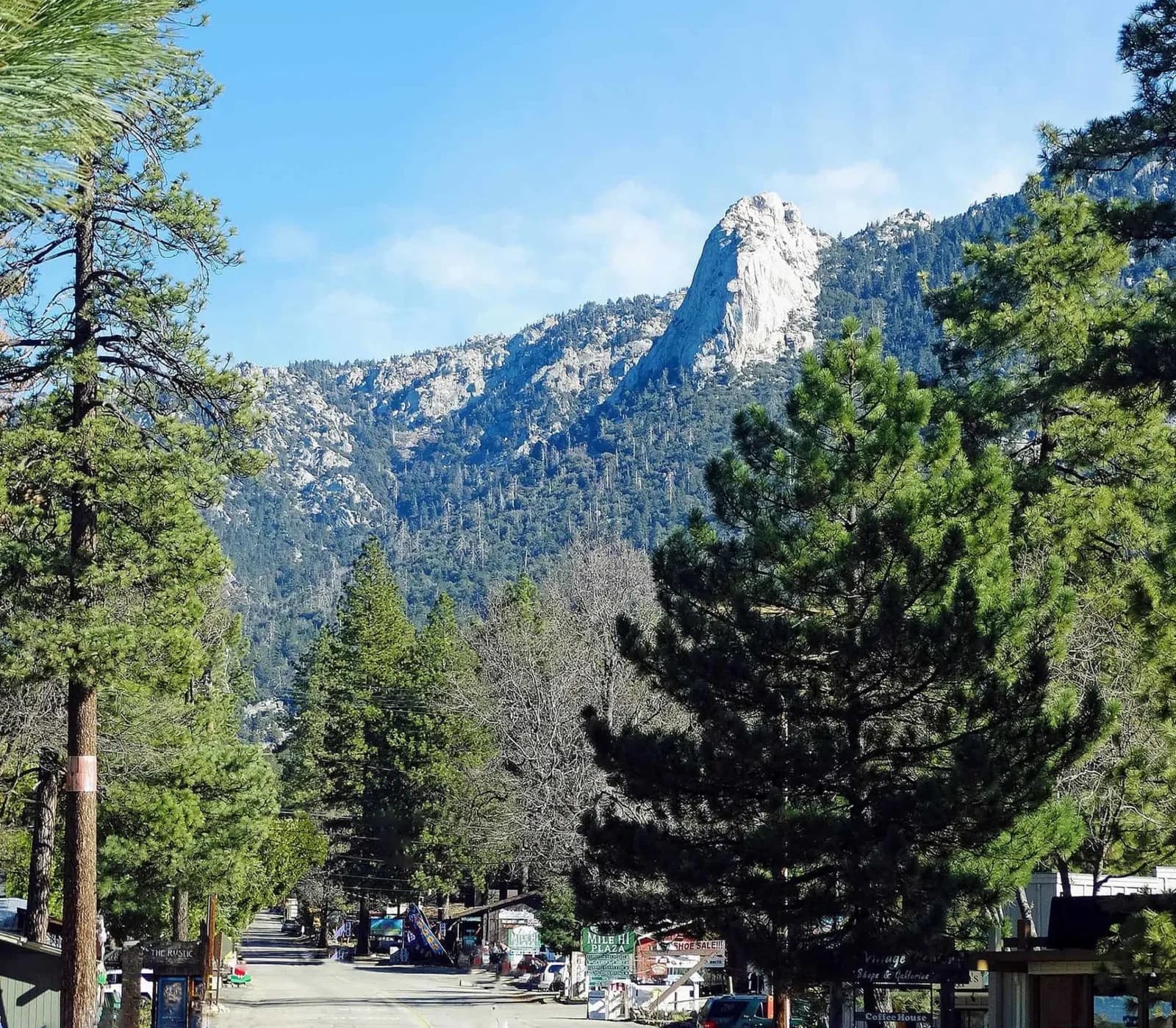 Tahquitz Rock above the pines of Idyllwild