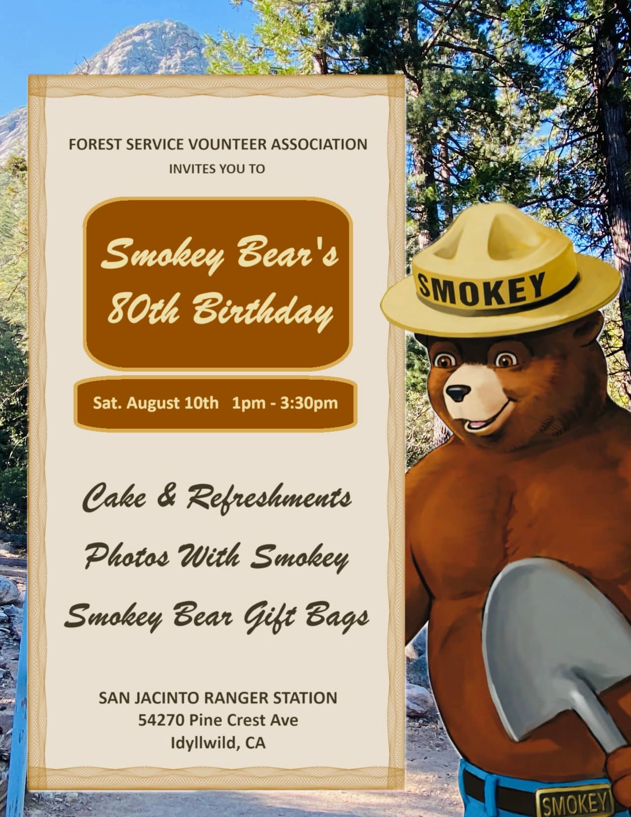 smokey the bears 80th birthday celebration@ Idyllwild Ranger Station