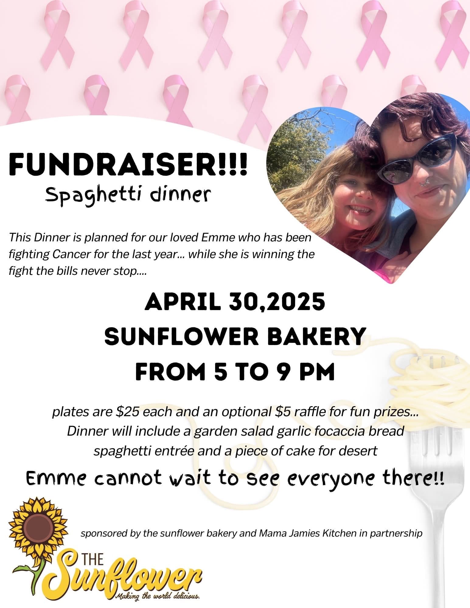 spaghetti dinner fundraiser@ sunshine bakery