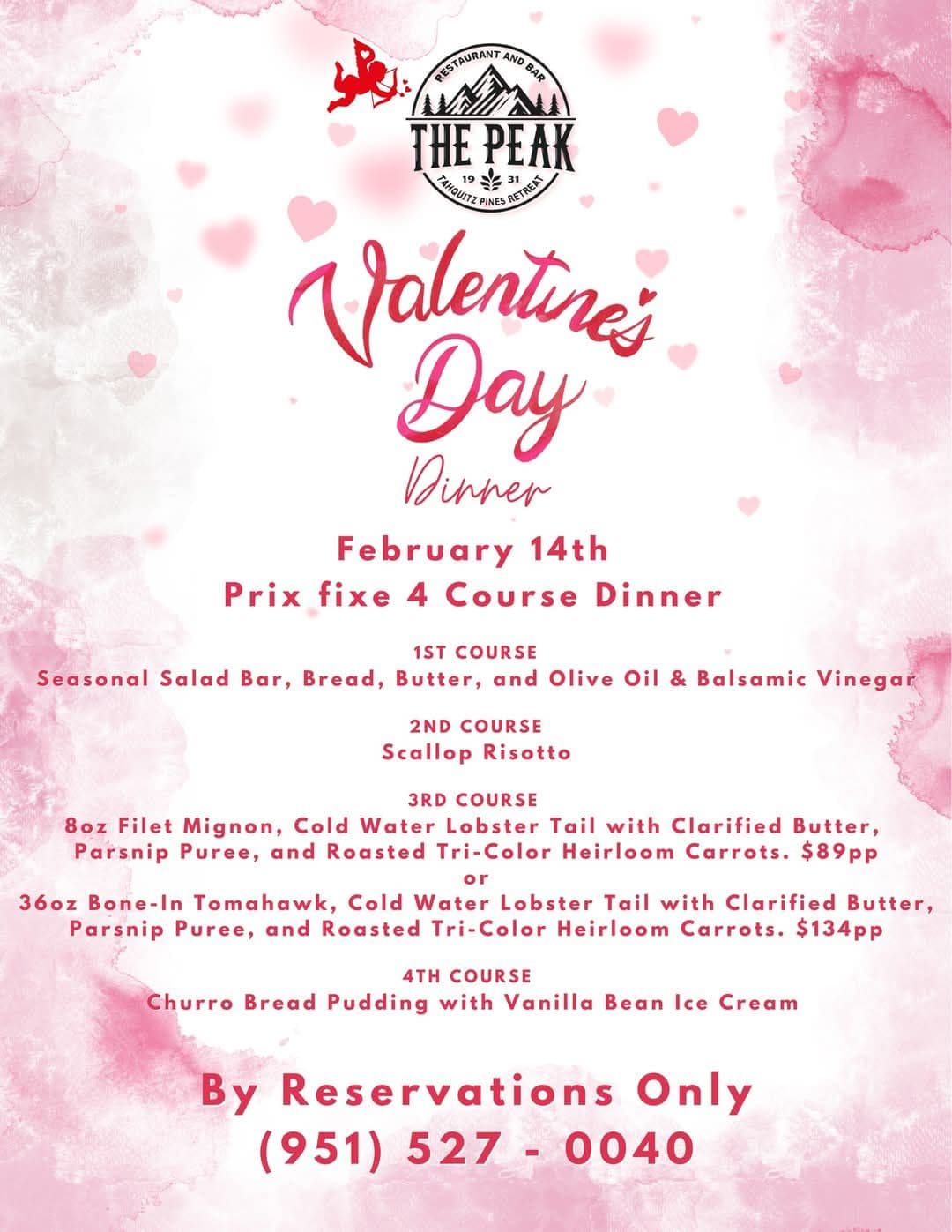 Valentines day 4 course dinner@ the peak restaurant