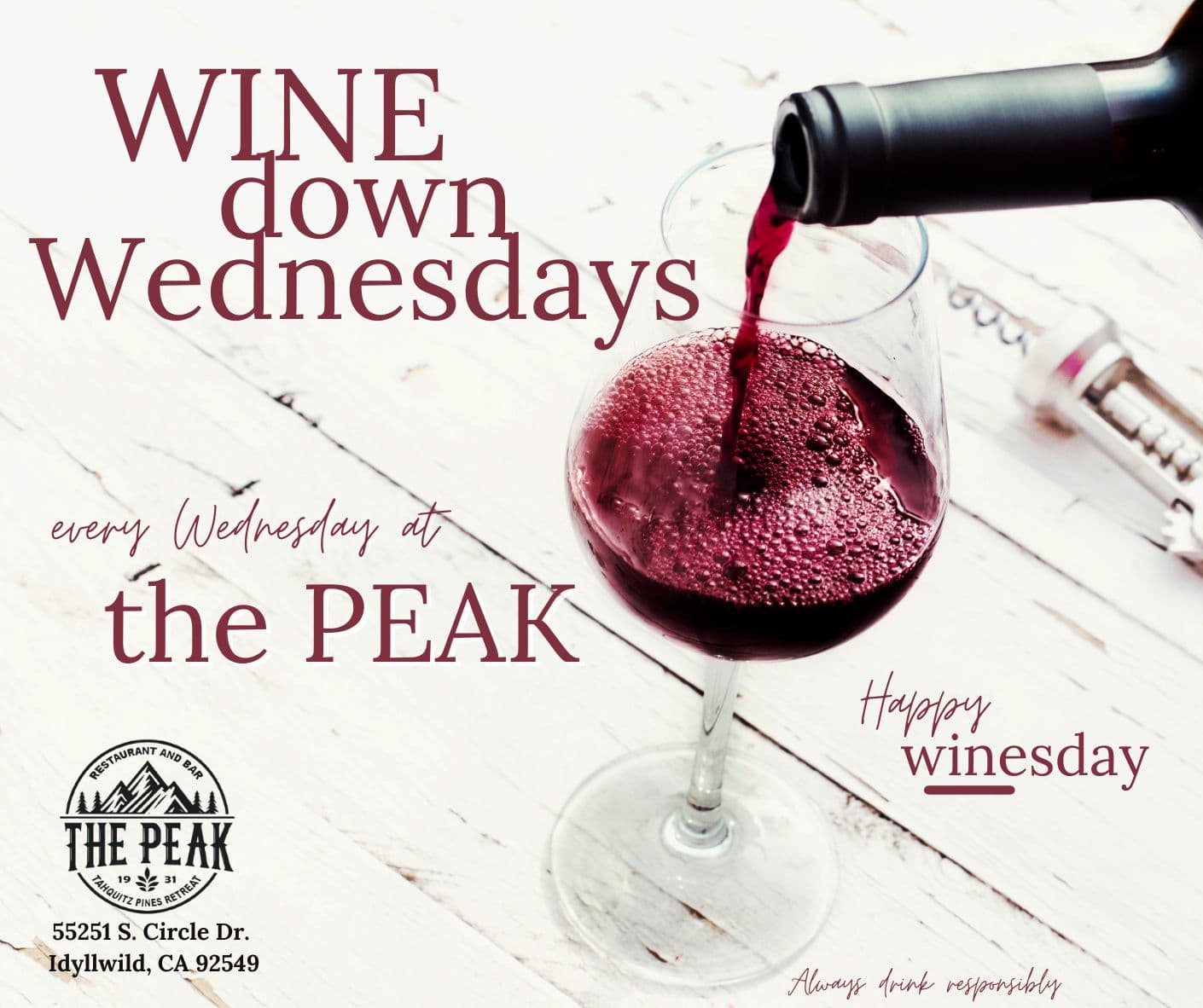 wine down wednesday@ the peak restaurant